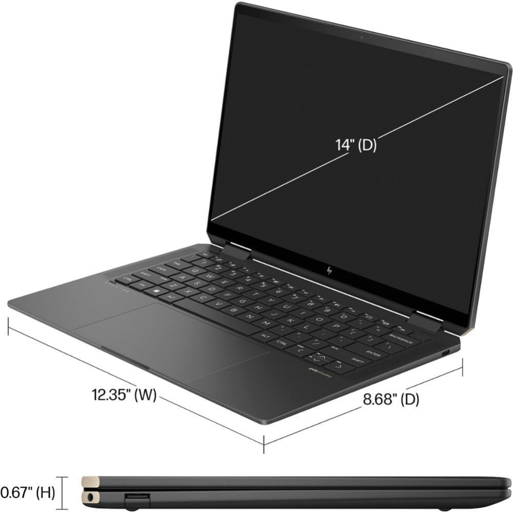 HP Spectre x360 2-in-1 Laptop, Intel Evo 16-Core Ultra 7 155H, 14" 2.8K Touchscreen, Intel Arc Graphics, 16GB LPDDR5 1TB SSD, Backlit KB, Fingerprint, Thunderbolt 4, WiFi 6E, Win11