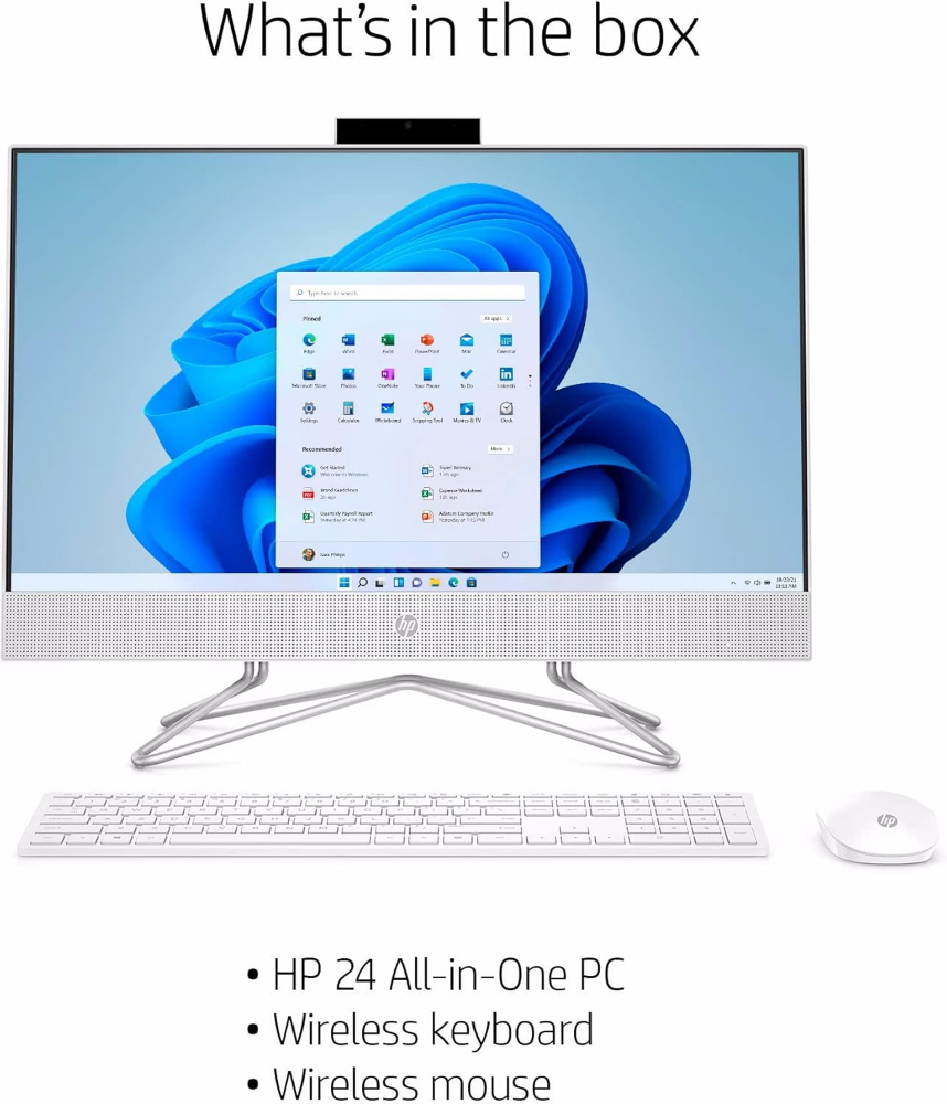 HP AIO-24-DF 23.8" FHD (1920x1080) IPS All-in-One Desktop 2024 New | Intel i5-12TH GEN 2-Core | Intel UHD Graphics | Wi-Fi | 8GB DDR4 256GB M.2 SSD | Win11 SNOW WHITE