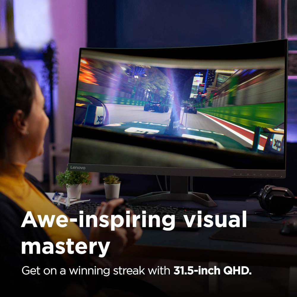 Lenovo G32qc-30 32 Inch Gaming Monitor | WQHD, 1440p, 165Hz, 0.5ms, HDMI, DP | AMD Freesync | PS, Xbox, PC screen