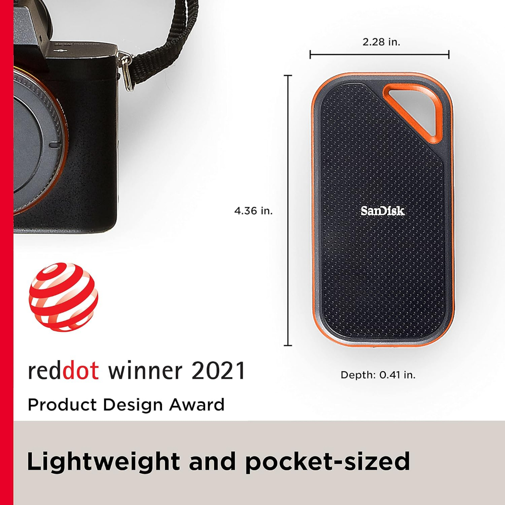 SANDISK E81 EXTREME PRO PORTABLE EXTERNAL SSD V2 1TB - Black