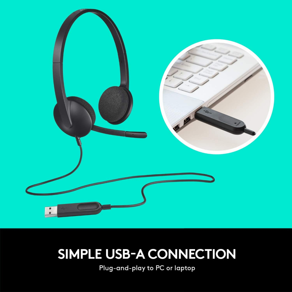 Logitech H340 USB Headset with Noise-Cancelling Mic