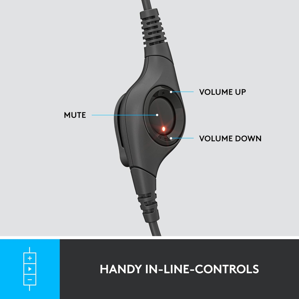 Logitech H390 Wired Headset for PC/Laptop, Stereo Headphones with Noise Cancelling Microphone, USB-A, in-Line Controls for Video Meetings, Music, Gaming and Beyond