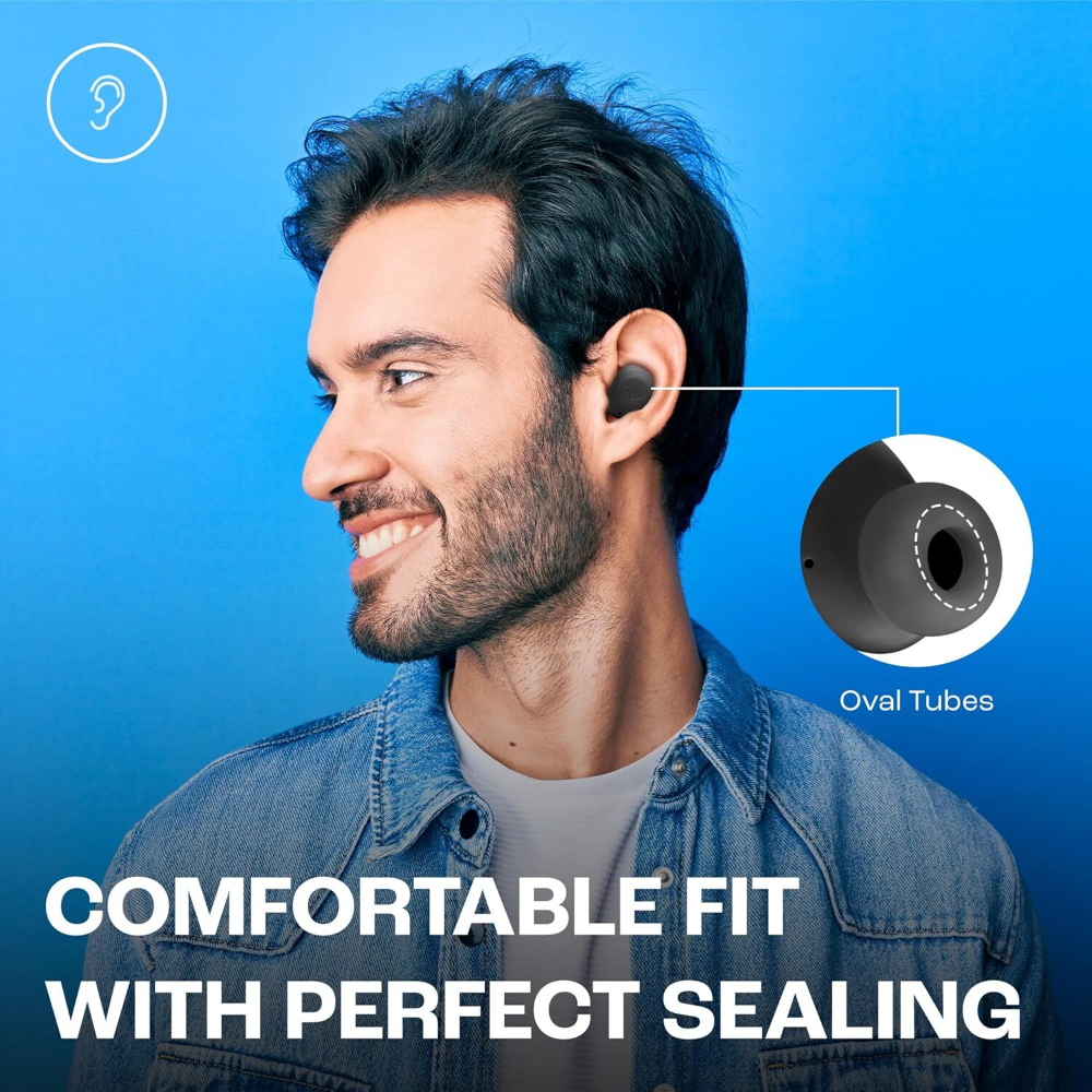 JBL Wave Buds In-Ear Wireless Earbuds with IP54 and IPX2 Waterproofing, Powerful Bass and 32-Hour Battery Life, Black