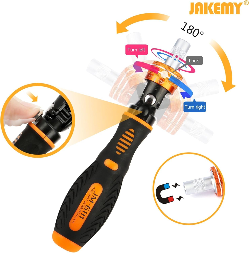 Jakemy Precision Ratchet Screwdriver Set, 69 in 1 Household Screwdriver Home Repair Tool Kit, Disassemble Magnetic Rotatable Ratchet Screwdriver Kit for Furniture/Car/Computer/Electronics Maintenance