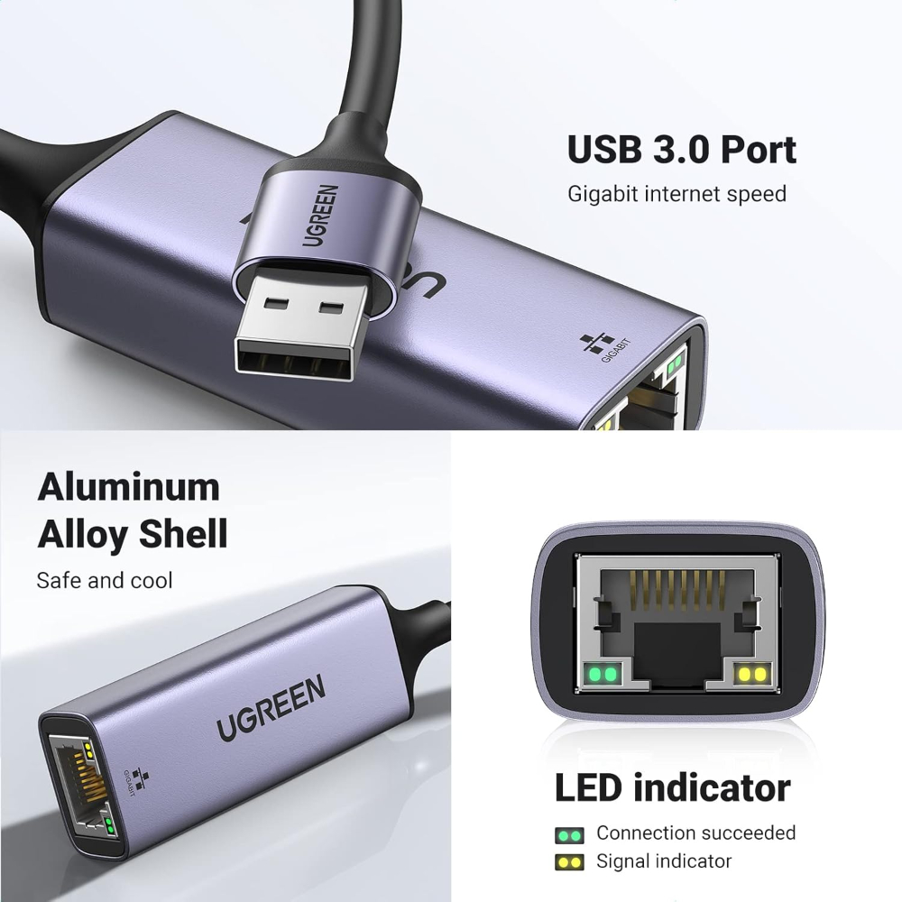 UGREEN USB to Ethernet Adapter, Plug and Play Ethernet Adapter