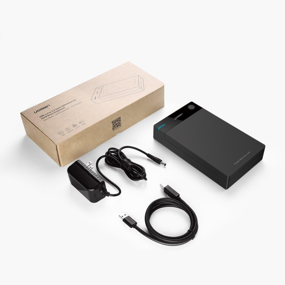 UGREEN External Hard Drive Enclosure for 3.5 2.5 Inch SATA SSD HDD USB 3.0 to SATA III Hard Drive Case with UASP 12V Power Adapter Compatible