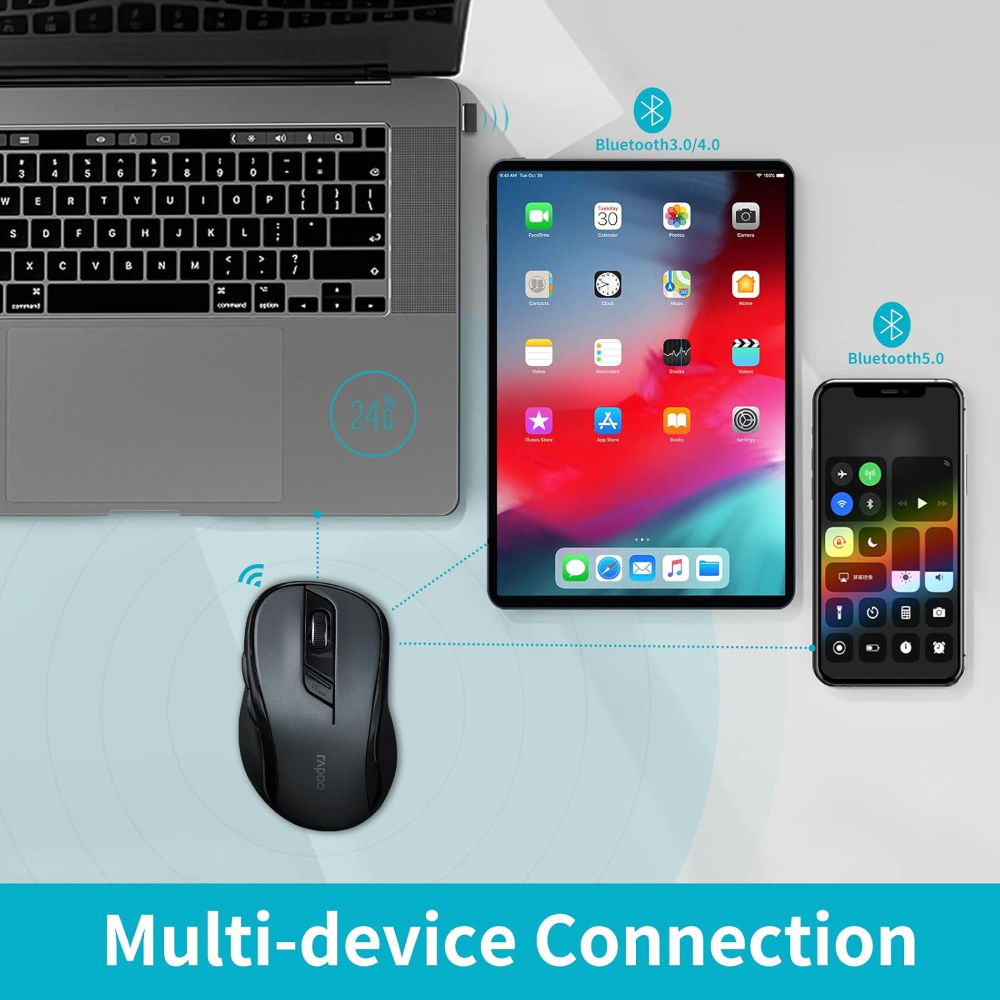 Rapoo M500 Multi Mode Wireless Mouse, Black
