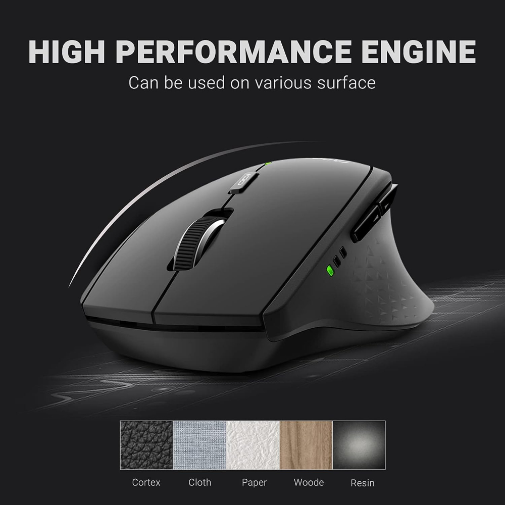 Rapoo MT550 Multi-Device Bluetooth Mouse, Connect to 4 Different Devices, 4 Adjustable DPI, Ergonomic Comfortable Use, 12 Month Long Battery Life, for Computer Laptop Tablets Phones, Black