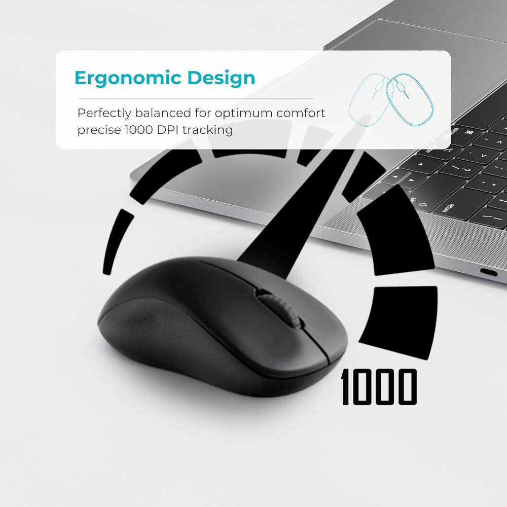 Rapoo X1810 Wireless Optical Mouse & Keyboard, Media Control, Spill-Resistant Design,12 Months Long Battery Life, 1000 DPI Tracking Engine, Plug-and-Forget Nano Receiver
