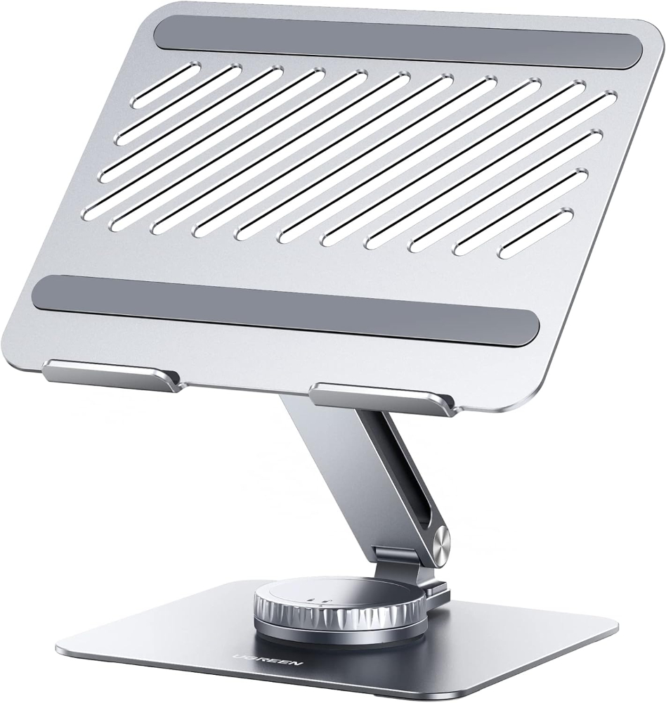 UGREEN  Swivel Adjustable & Foldable Laptop Stand – 360° Rotating Ergonomic Aluminum Riser with Full Height & Tilt for MacBook & Laptops up to 17 inch