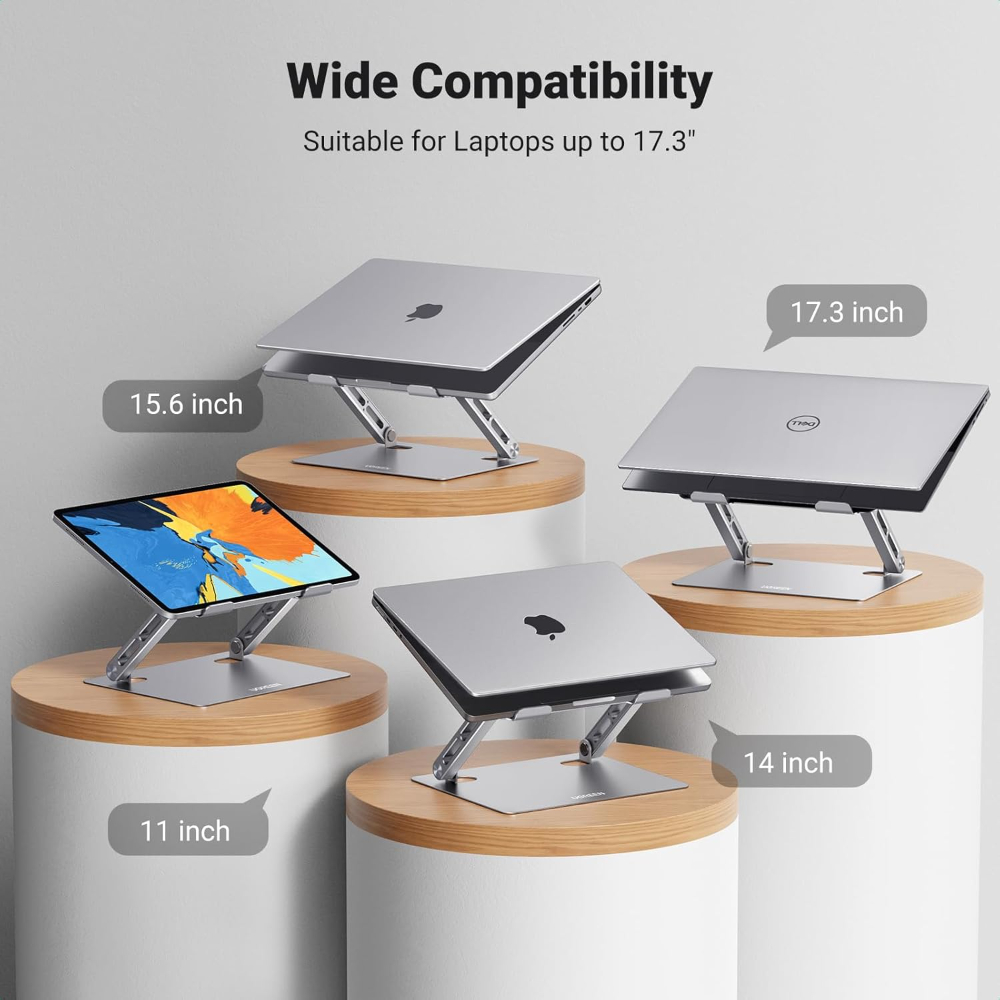 UGREEN  Full-Angle Hover Adjustable & Foldable Laptop Stand – Premium Ergonomic Aluminum Riser with Infinite Tilt for MacBook & Laptops up to 17 inch