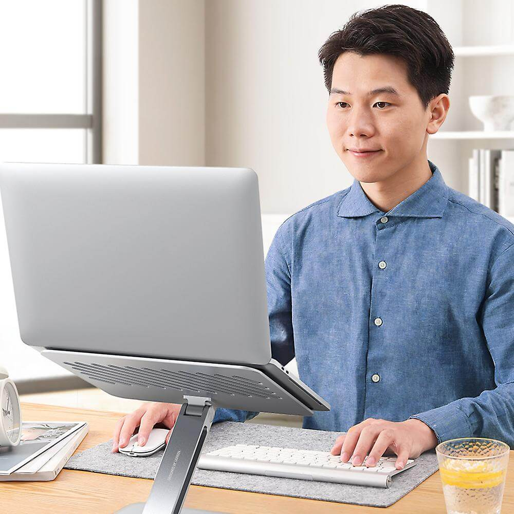 UGREEN  Full-Angle Hover Adjustable & Foldable Laptop Stand – Ergonomic Aluminum Riser with Full Tilt Adjustment for MacBook & Laptops up to 16 inch