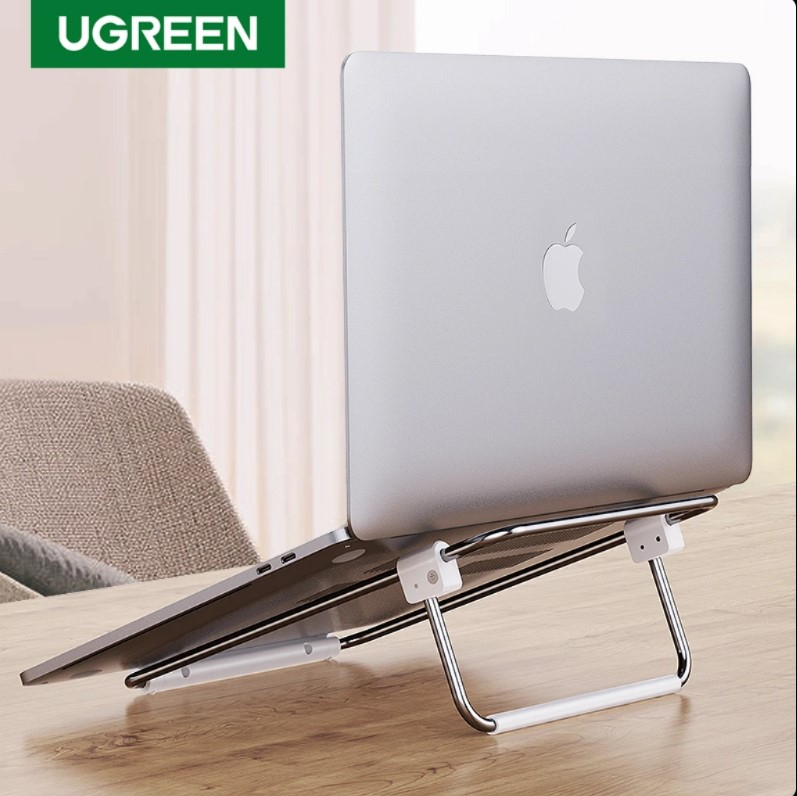 UGREEN Desktop Laptop Stand (Silver) – Ergonomic Aluminum Riser, Ventilated Cooling Holder for MacBook & Laptops up to 16 inch